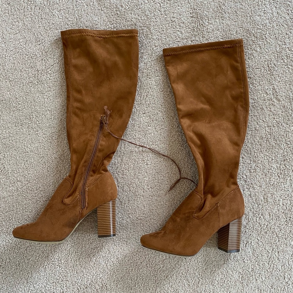 Women’s Imitation Suede Tall Boots; Brown; Size 8; NWOT - NEVER WORN